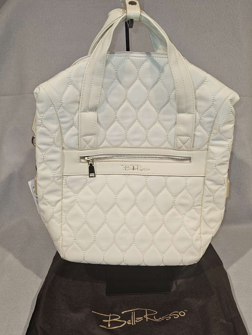 Bella Russo NWT Quilted Ivory Tote Backpack